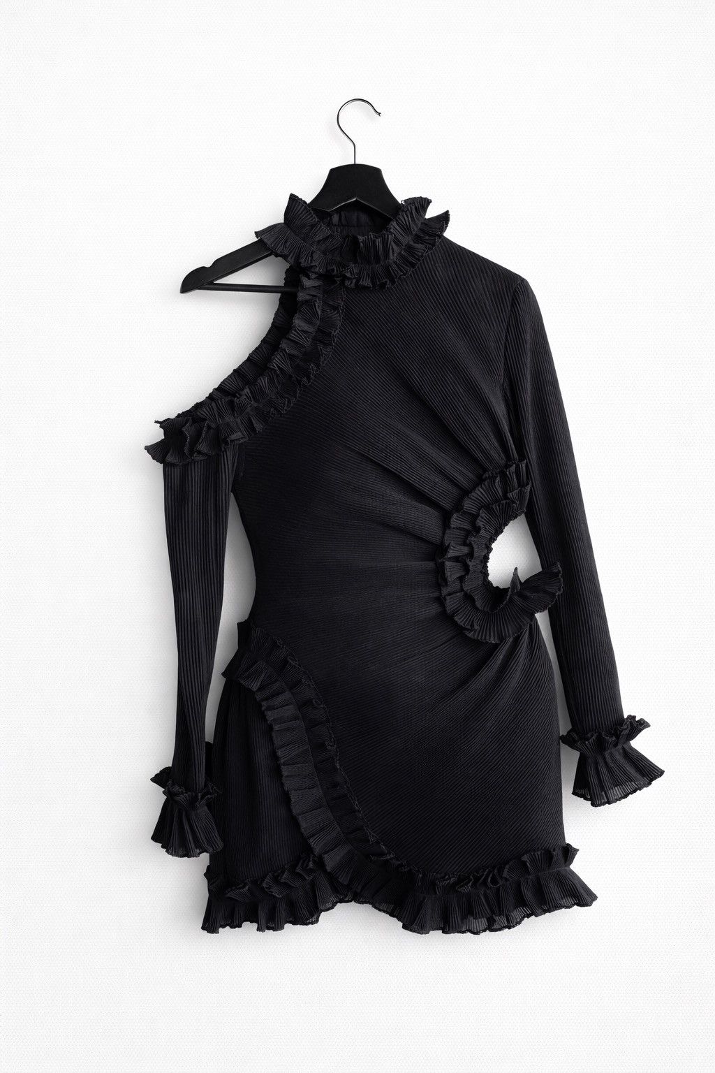 Zimmermann Black Pleated Ruffle Mini Dress Designer Evening Dress Size M / US 6-8 / IT 42-44 - 3 Thumbnail
