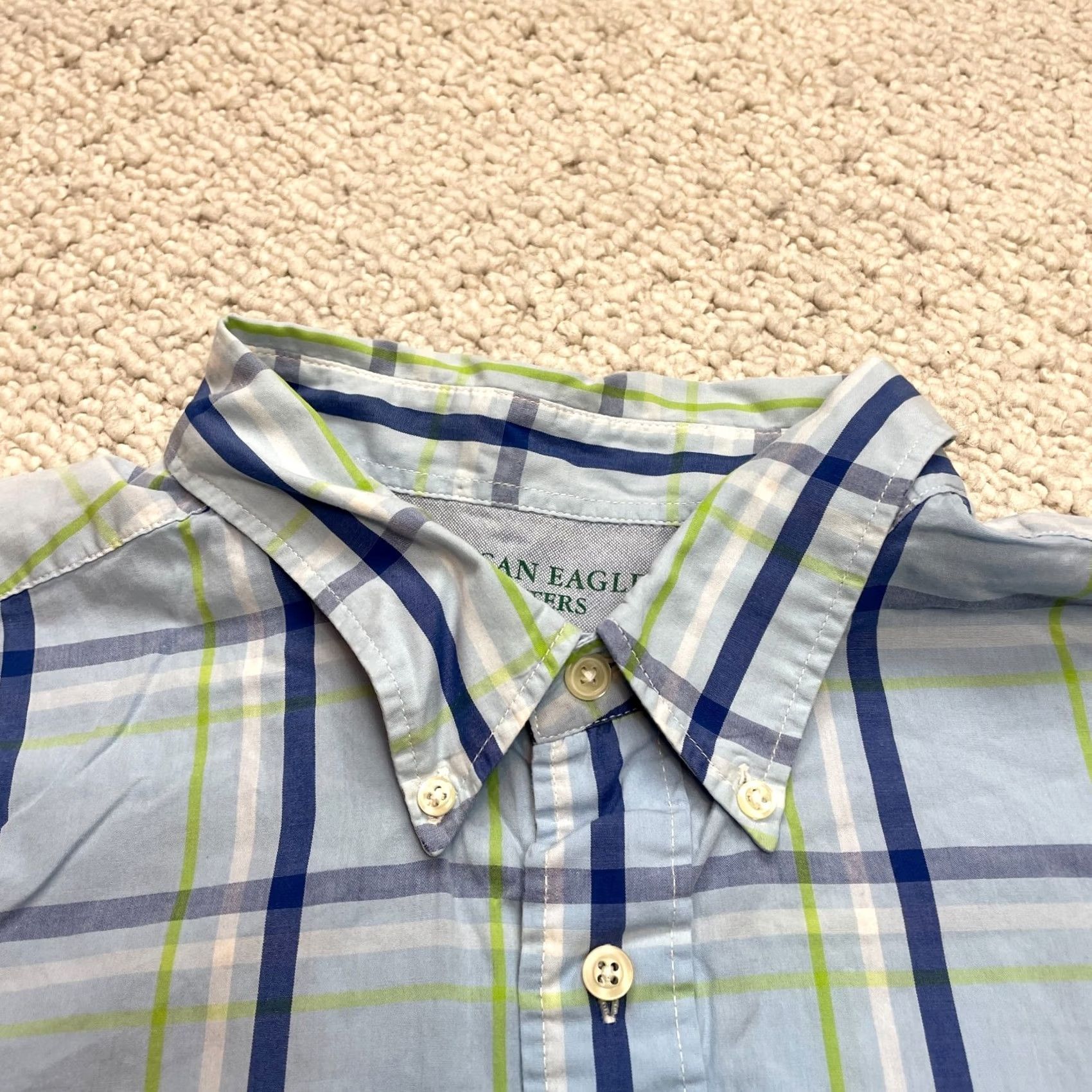 American Eagle Outfitters American Eagle Outfitters Shirt Mens 2XL Blue Plaid Long Sleeve Button-Down Collar Size US XXL / EU 58 / 5 - 4 Thumbnail