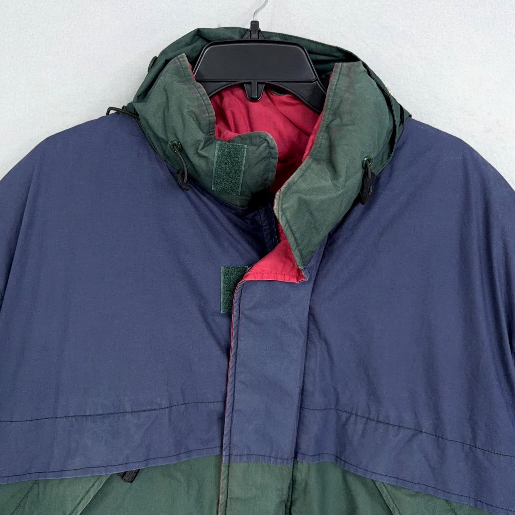 Vintage Outdoor Exchange Jacket Mens M Hooded Down Puffer Blue Green Stand-Up Collar Zip Full Zip Casual Winter 90s Style Size US M / EU 48-50 / 2 - 2 Thumbnail