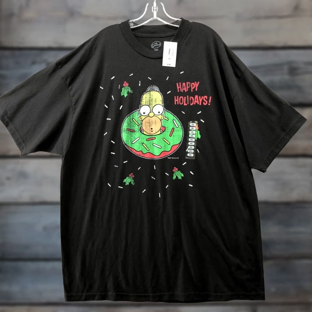 Vintage User: Original Title: The Simpsons Homer Donut Holiday Graphic Shirt Mens 3XL Black Short Sleeve Size US XXL / EU 58 / 5 - 1 Thumbnail