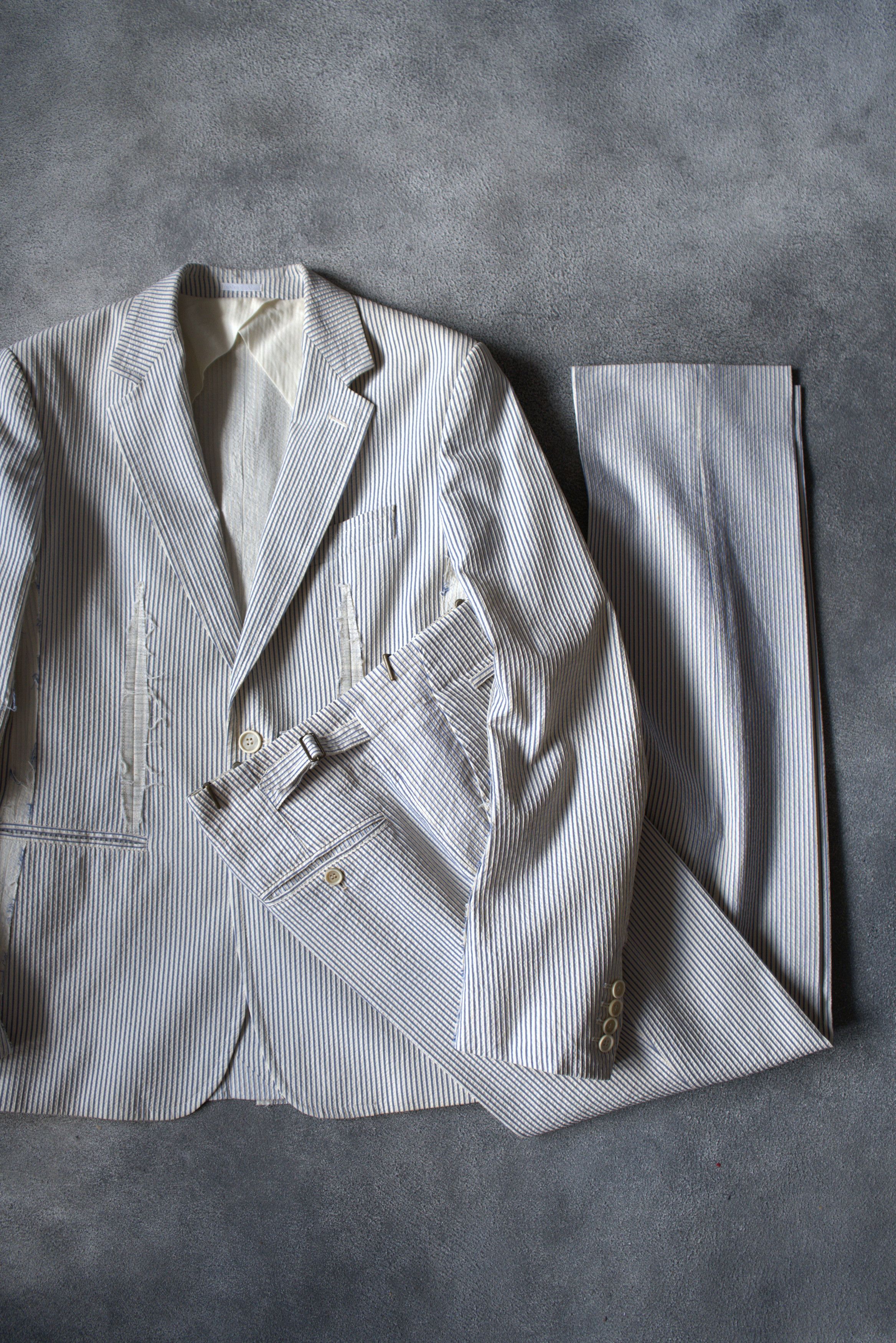 Alexander McQueen S/S 2006 Alexander McQueen RUNWAY Deconstructed Striped Suit Size 48R - 2 Thumbnail