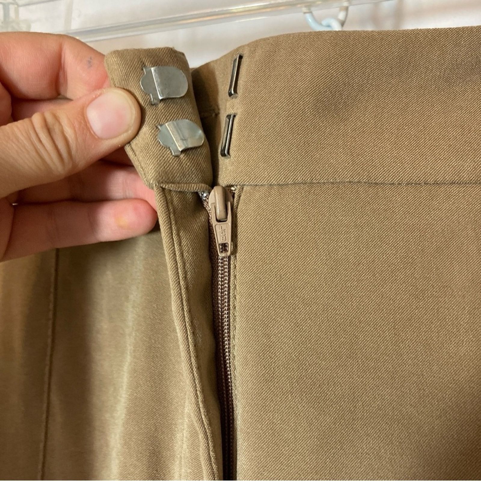 H&M H&M Hennes Faux Suede Tan Wide Leg Mid Rise Trousers Pants Size 34" / US 12 / IT 48 - 6 Thumbnail