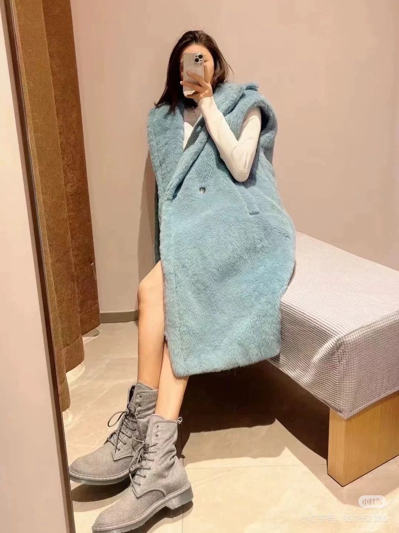 Max Mara Max Mara Blue Teddy Vest Coat Size S / US 4 / IT 40 - 6 Thumbnail