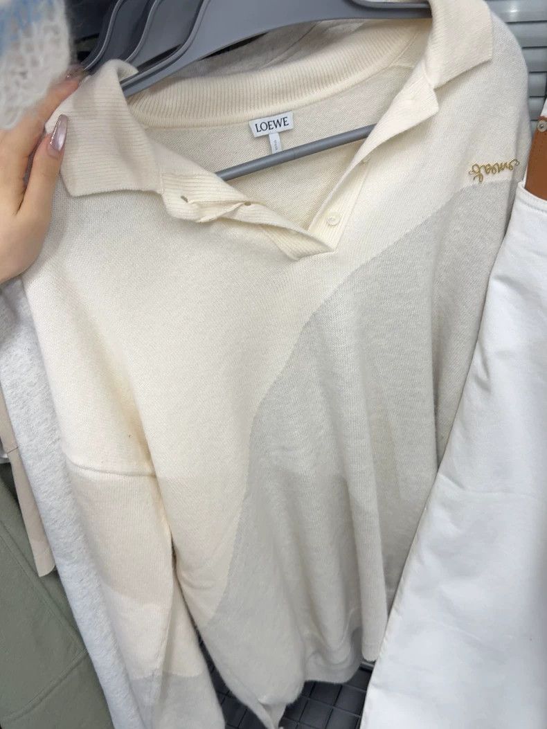 Loewe LOEWE White and gray wool sweater Size XS / US 0-2 / IT 36-38 - 1 Thumbnail
