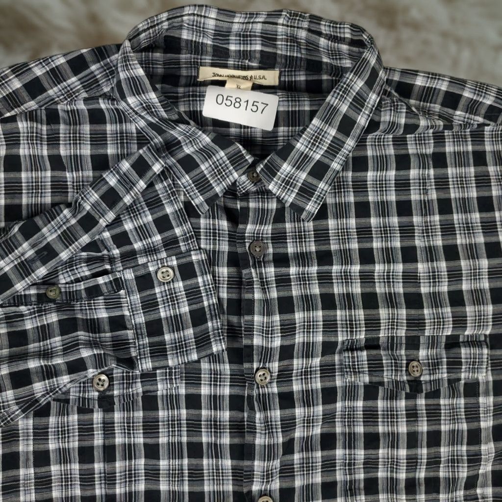 John Varvatos John Varvatos Shirt Mens XL Gray Plaid Button-Up Long Sleeve Size US XL / EU 56 / 4 - 1 Thumbnail