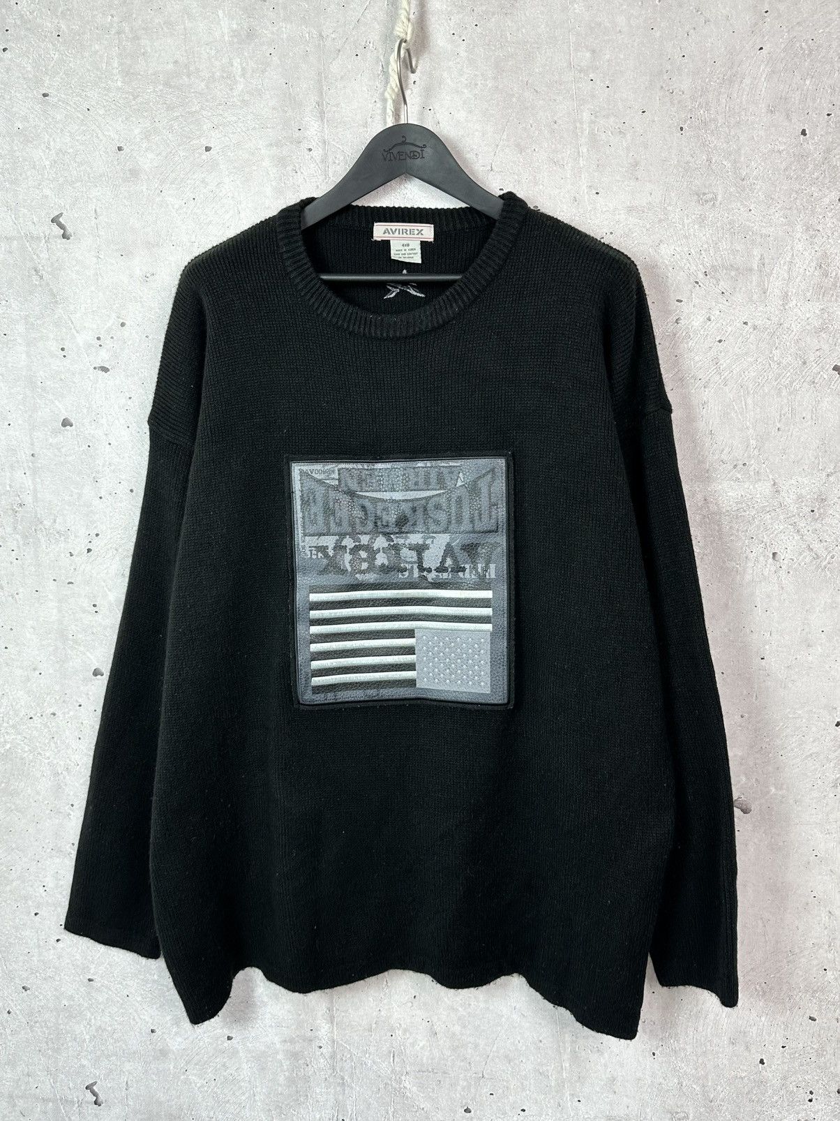 Avirex × Vintage Y2K Vintage Avirex Oversized Black Knit Sweater Size US XXL / EU 58 / 5 - 1 Thumbnail
