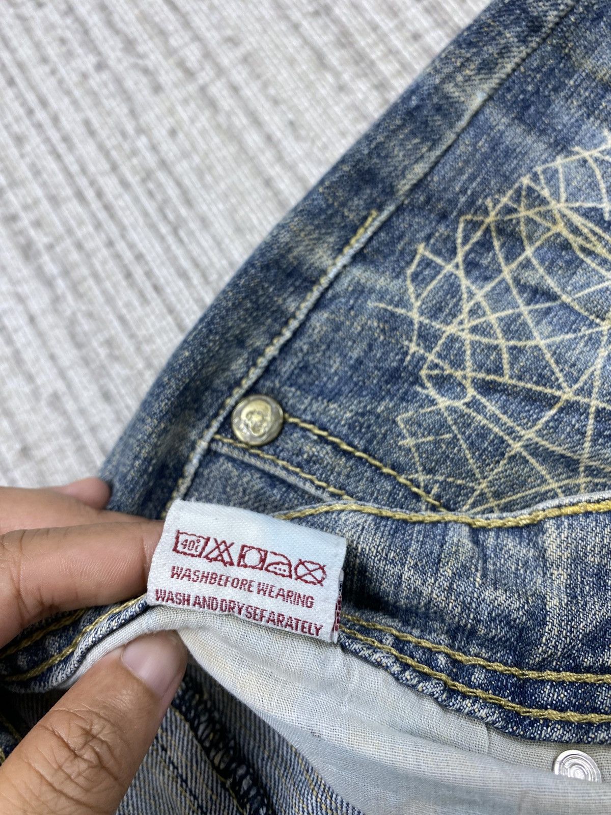 Hysteric Glamour Vintage Distressed Denim Jeans with Crisscross Punk Pants Size US 29 - 14 Thumbnail