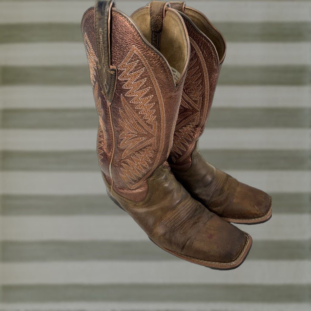 Ariat Ariat Round Up Ruidoso Boot Women 8.5 B Pearlburnished Chestnut Western Leather Boots Size US 9 / IT 39 - 1 Thumbnail