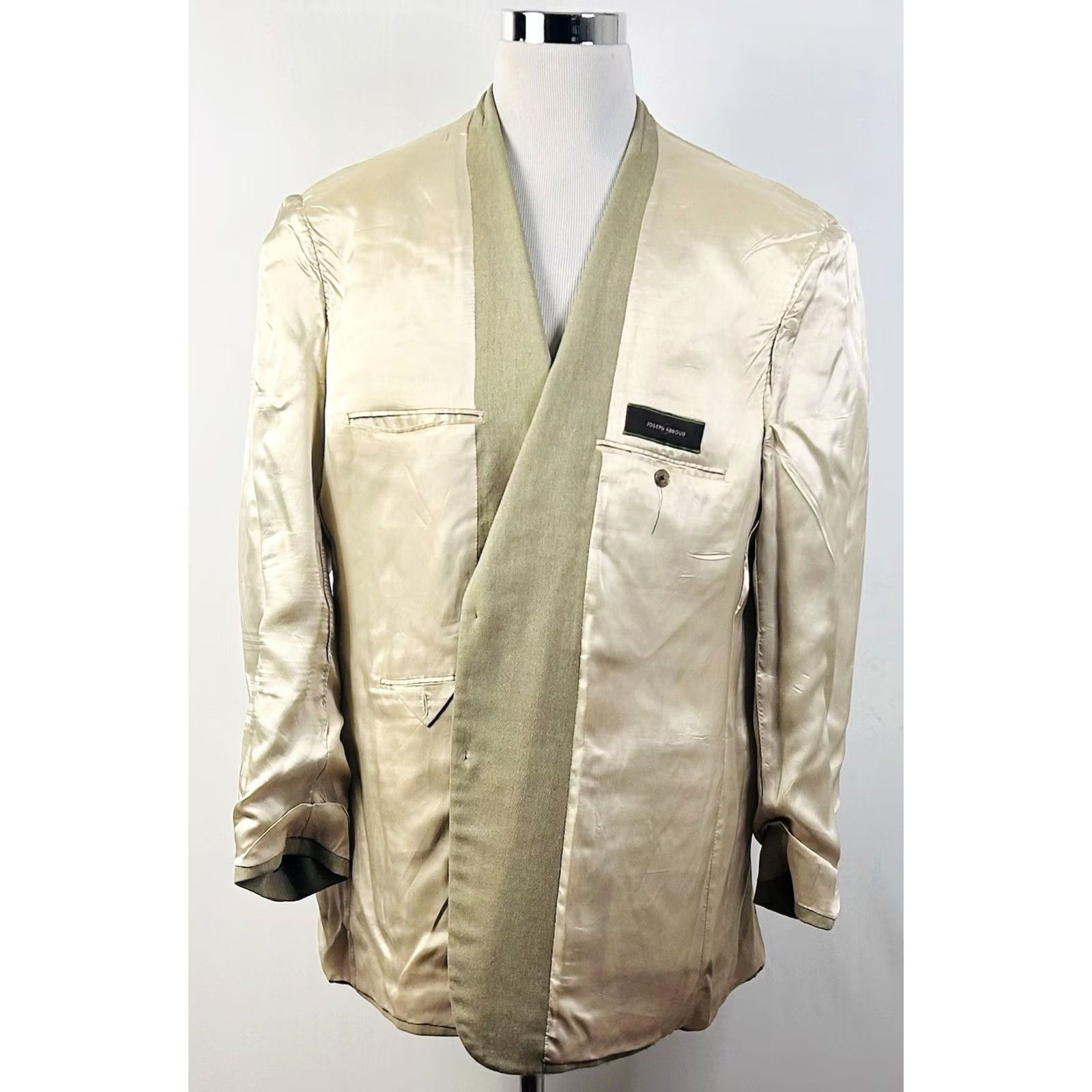 Joseph Abboud Joseph Abboud Sport Coat Beige 46L Silk Wool Blend Double Button Double Vented Jacket Mens Regular Coat Size US XS / EU 42 / 0 - 7 Thumbnail