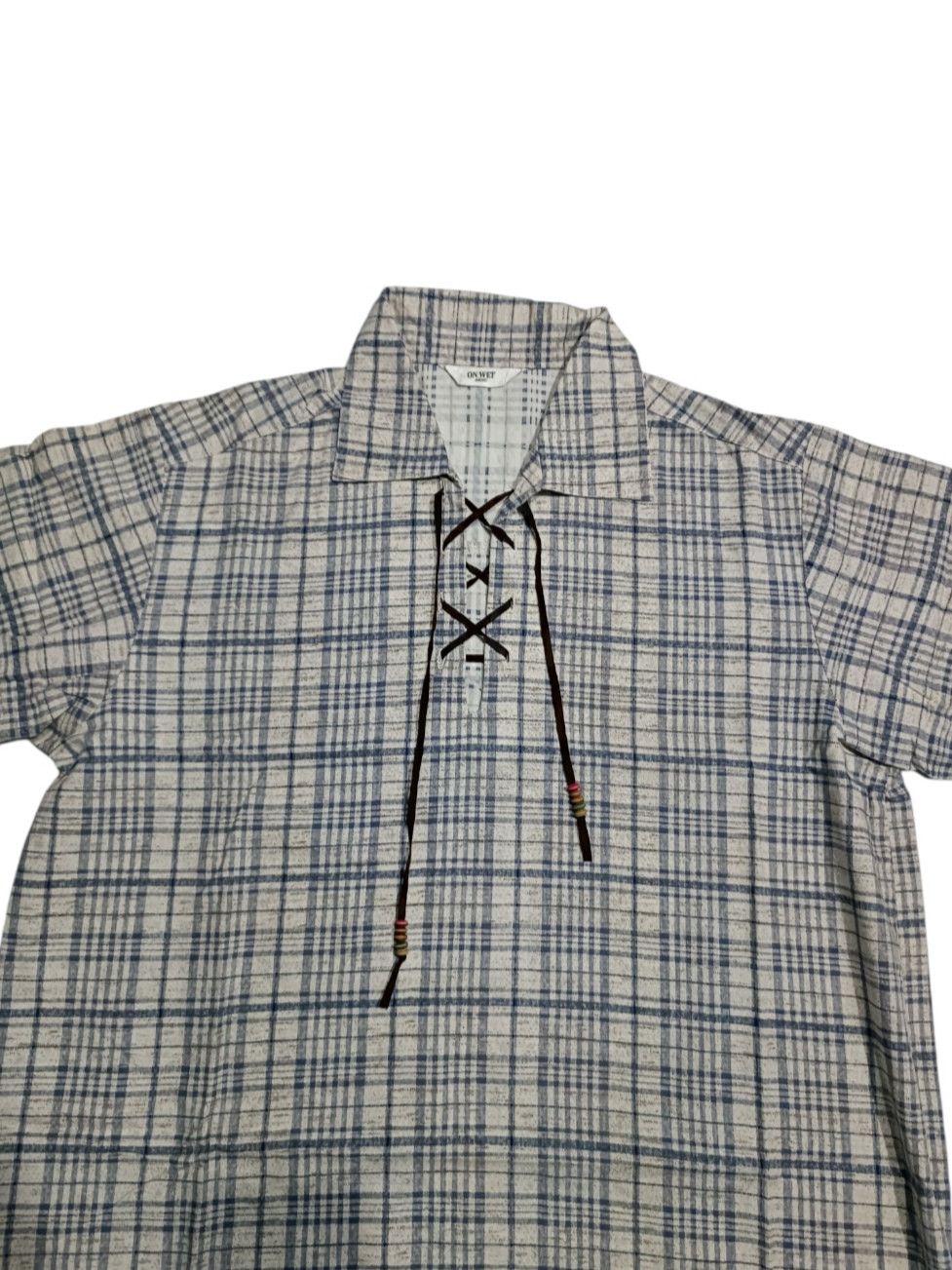 Japanese Brand Short Sleeve Shirt Classic Lace Up Cotton Style Eren Jaeger Size US L / EU 52-54 / 3 - 3 Thumbnail