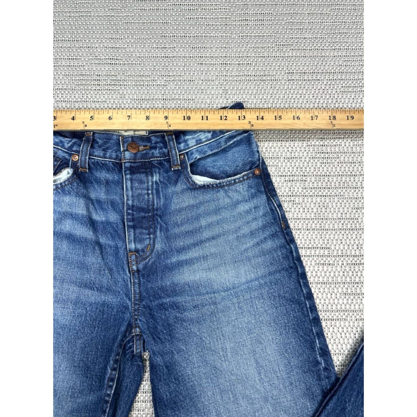 Madewell Madewell Jeans Womens 26x30 Blue Denim Mid Rise 23 Regular Cotton 5-Pocket Classic Logo Baggy Wide-Leg Jeans Size 40" / US 18 - 6 Thumbnail