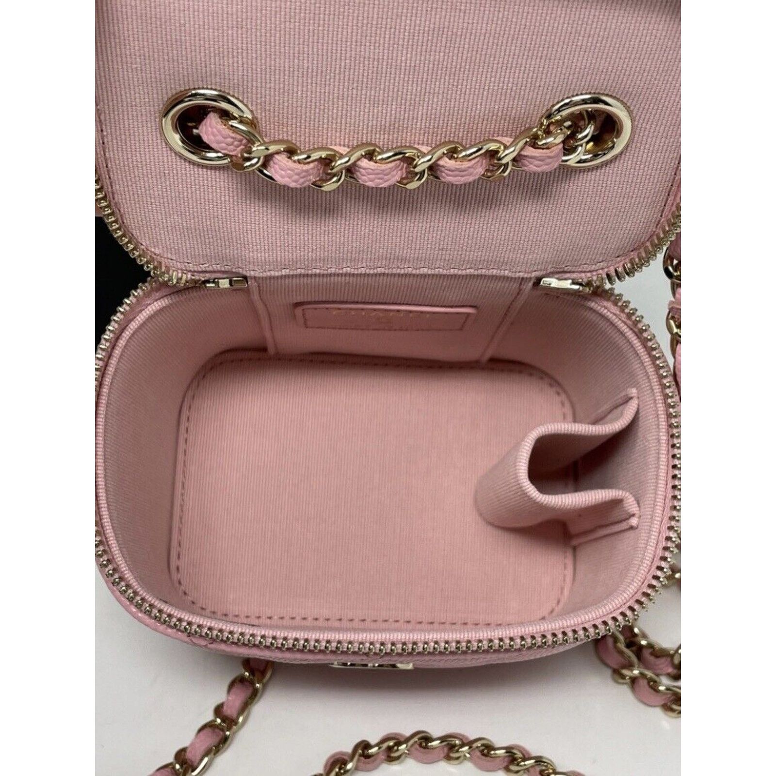 Chanel 22C CHANEL Sakura Pink Mini Square Vanity 💕Grained Gold HW Size ONE SIZE - 11 Thumbnail
