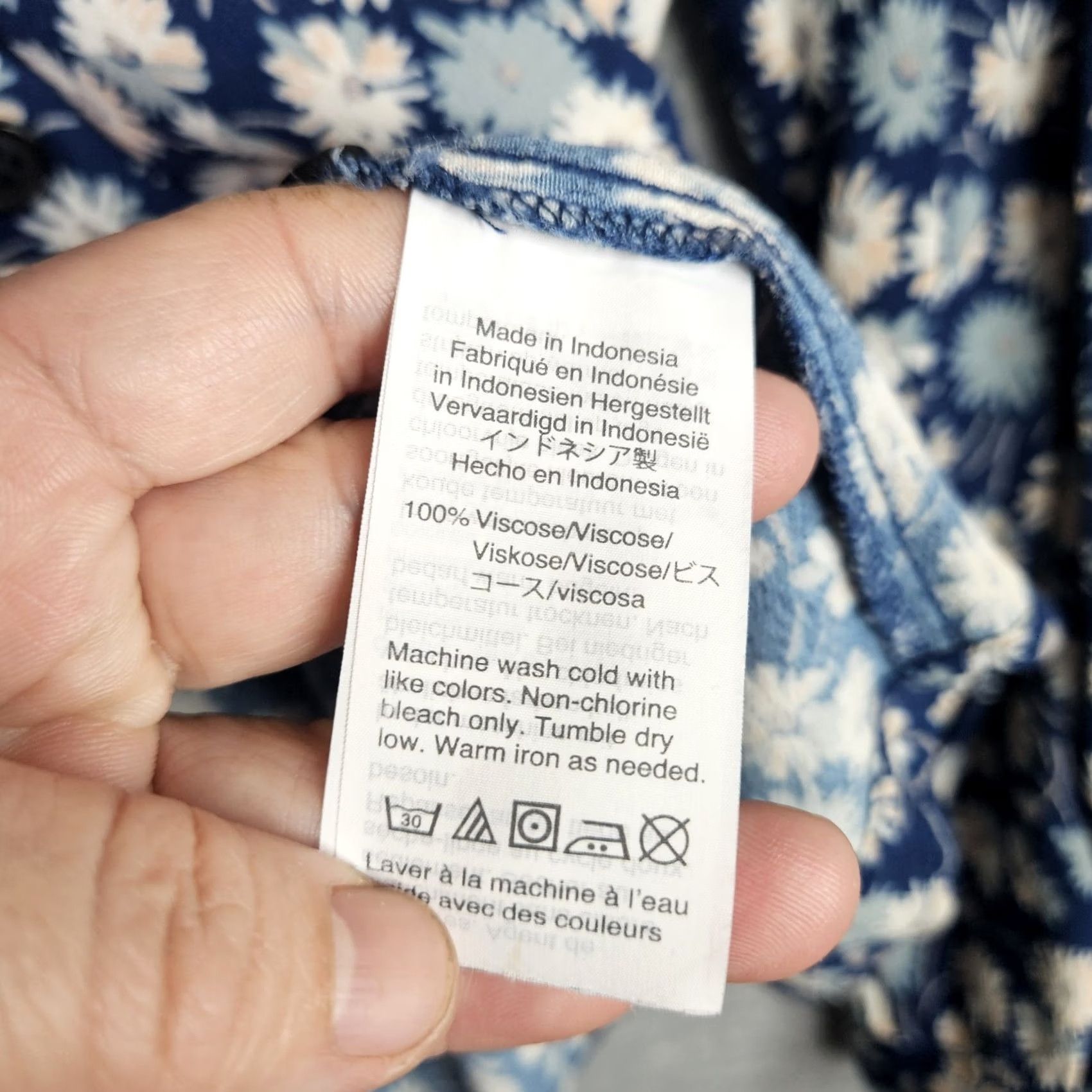Madewell Madewell Blouse Shirt Women Floral Blue Moon Printed V-neck Button Down Long Sleeve Sz L Size L / US 10 / IT 46 - 6 Thumbnail