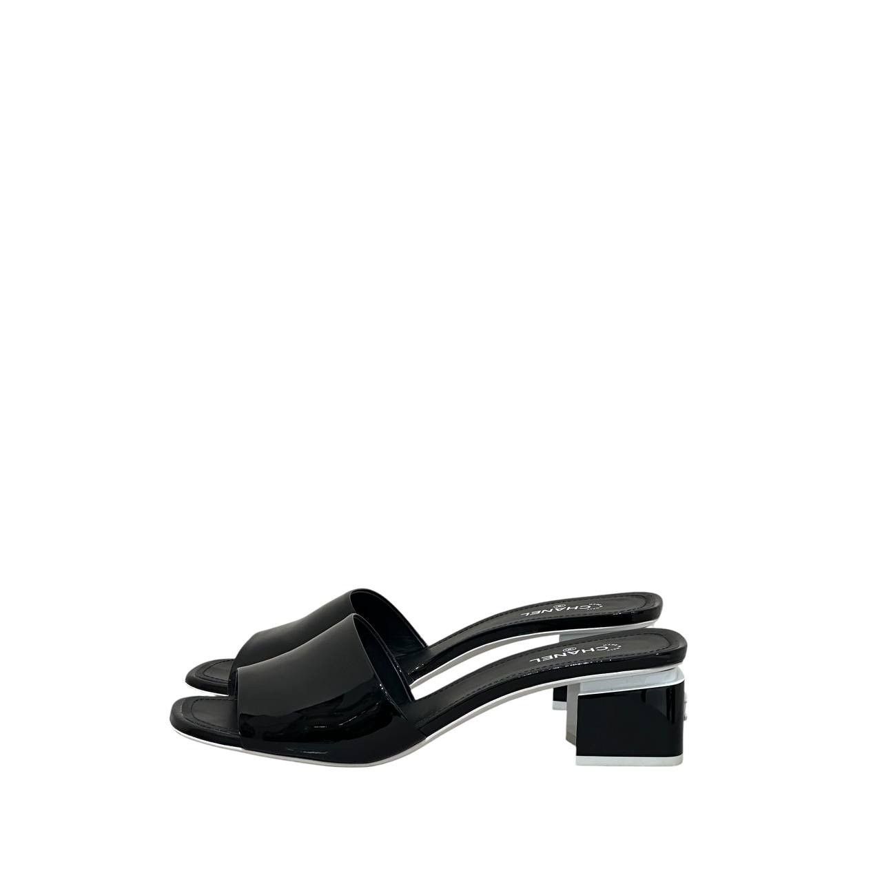 Chanel Chanel Black Patent Leather Heeled Mules - Size 41 Size US 10 / IT 40 - 1 Thumbnail