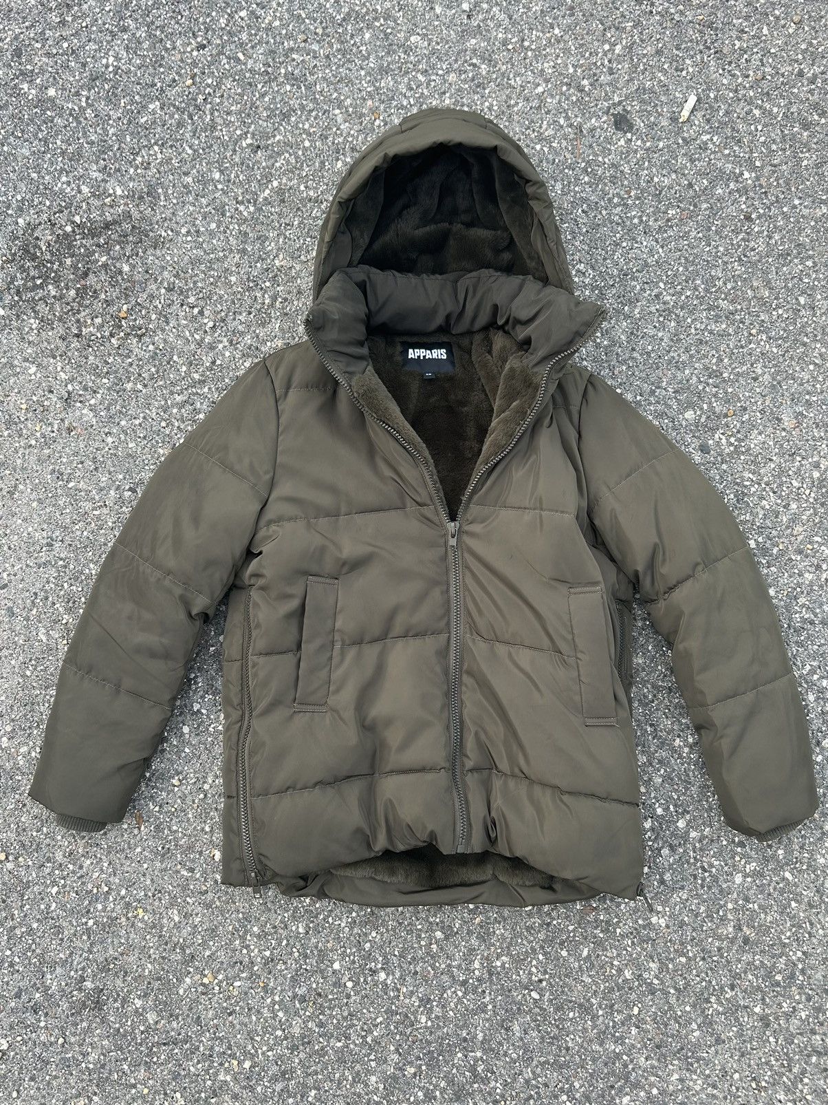 image of Alpha Industries x Avant Garde Apparis Olive Puffer Jacket Faux Fur Detachable Hood, Women's (Size 