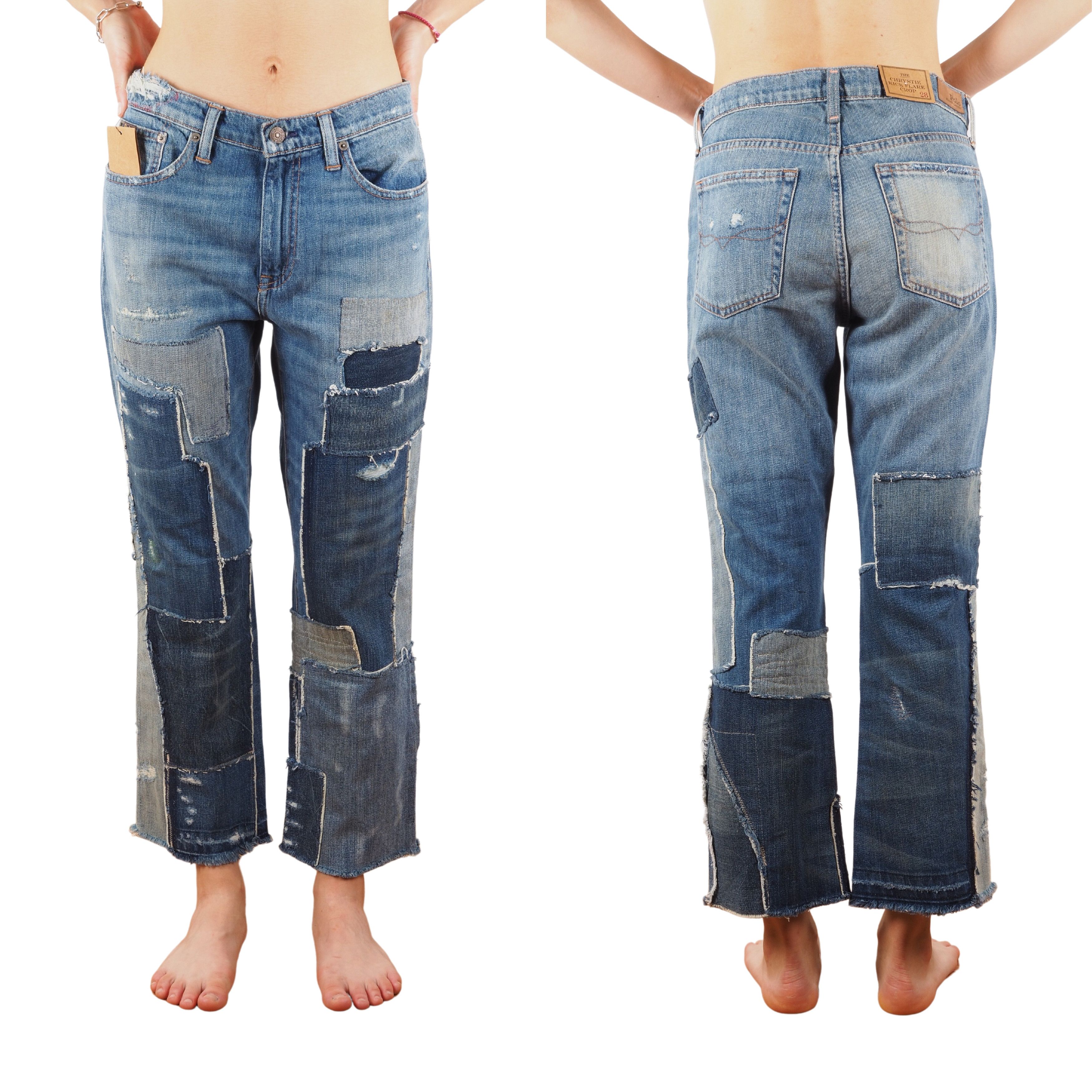 Polo Ralph Lauren Chrystie Patchwork Kick Flare Crop Jeans