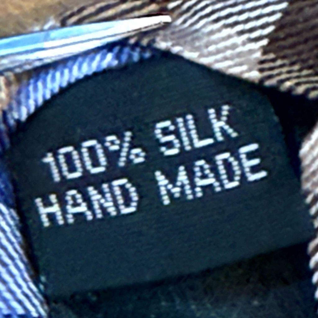WISDOM Bruno Piattelli Men’s Silk Tie 3 3/8” Plaid Blue Brown China Size 26 - 4 Thumbnail