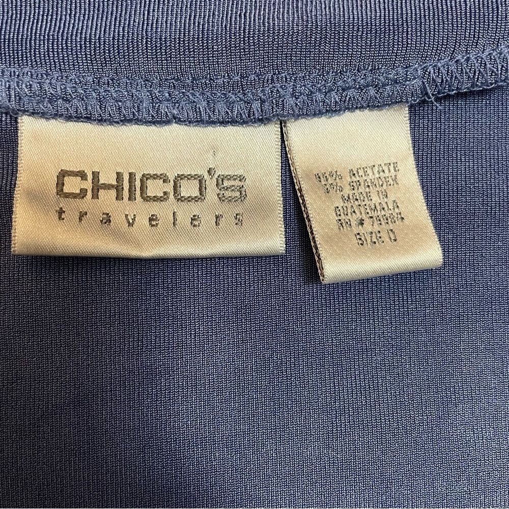 Chicos Chico's Travelers Blue Liquid Knit Embroidered Open Front C Size S / US 4 / IT 40 - 6 Thumbnail