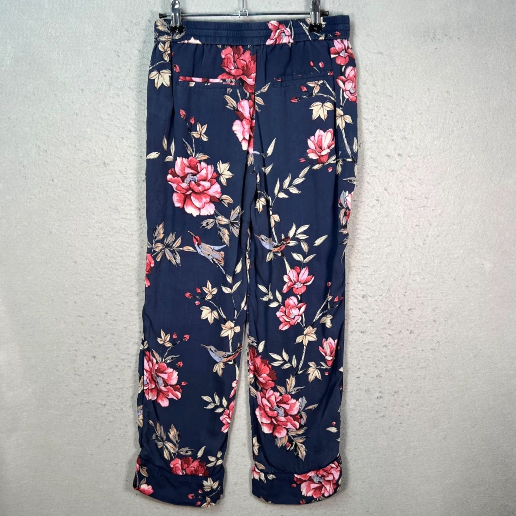 Joie Joie Womens Small Blue Floral Print Elastic Waist Lounge Pants Silk Blend Shirt Pants? Size 28" / US 6 / IT 42 - 2 Thumbnail