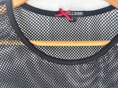 Other Unisex HELL BUNNY Y2K Fishnet Mesh Sheer Black Goth Grunge Size L / US 10 / IT 46 - 2 Thumbnail