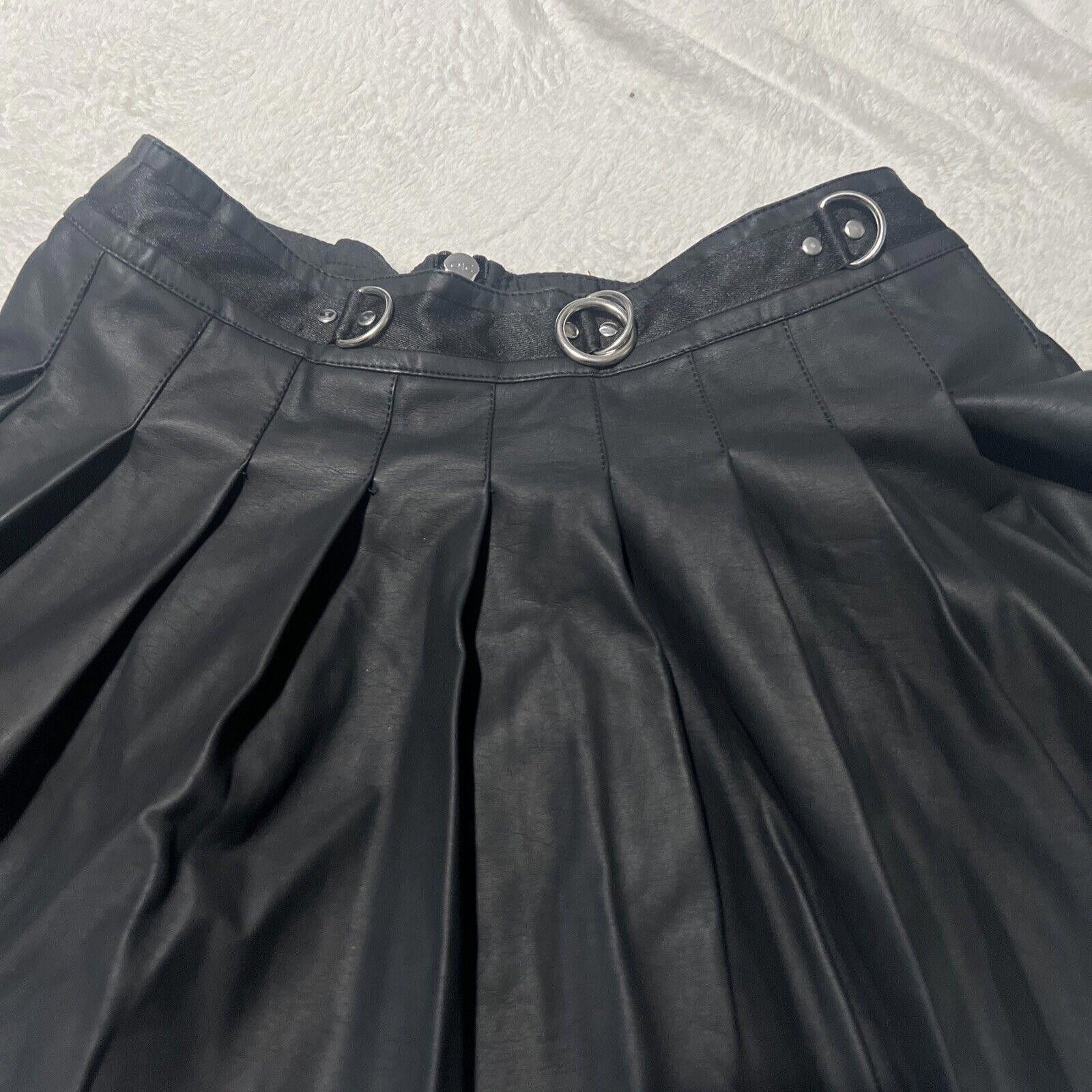 Designer Medium Black Spade Pleated Mini Skirt Goth Punk Dolls Kill Size 32" / US 10 / IT 46 - 2 Thumbnail