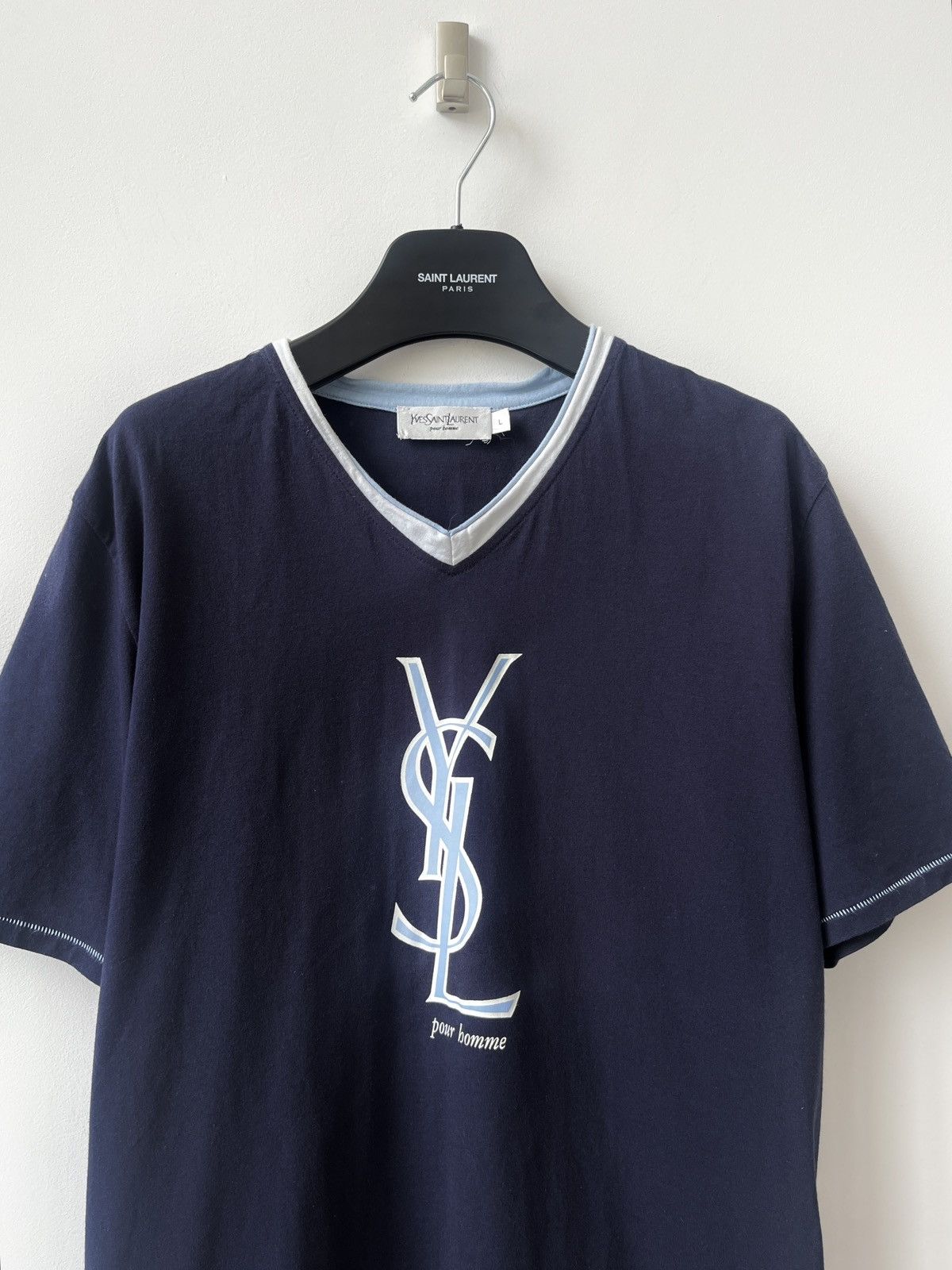 Yves Saint Laurent Vintage YVES SAINT LAURENT T-shirt Big Logo Paris France Size US M / EU 48-50 / 2 - 2 Thumbnail