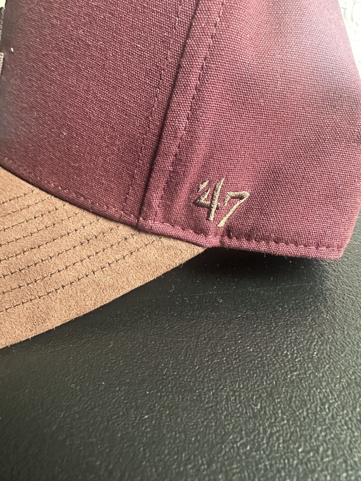 47 Brand × Vintage Los Angeles Dodgers LA 47 Brand Suede SnapBack hat Maroon Size ONE SIZE - 4 Thumbnail