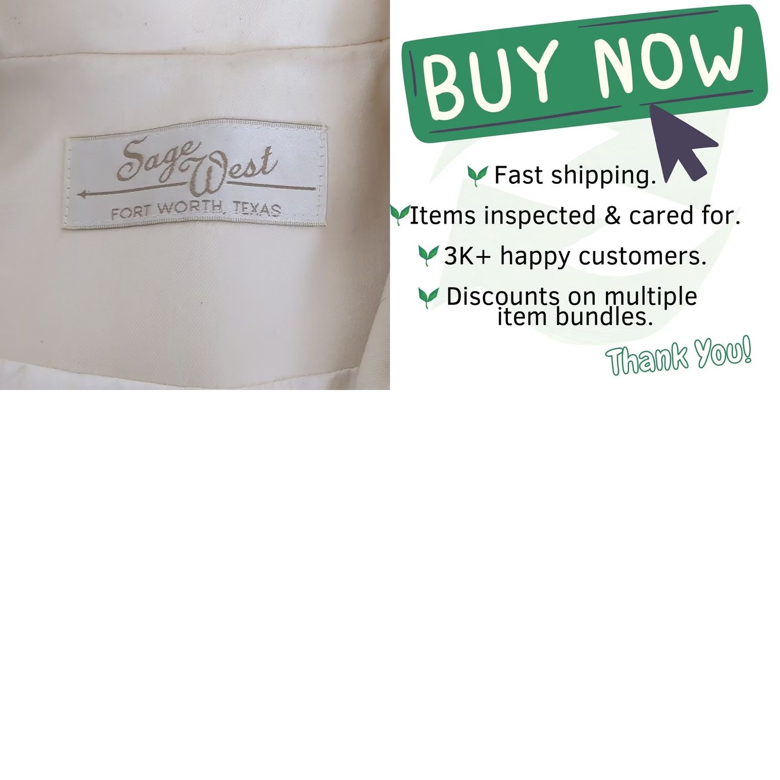 Vintage Sage West Texas Womens Blazer Cream Embroidered Butterfly Top Sz 8 Cowgirl 10 Size M / US 6-8 / IT 42-44 - 9 Thumbnail