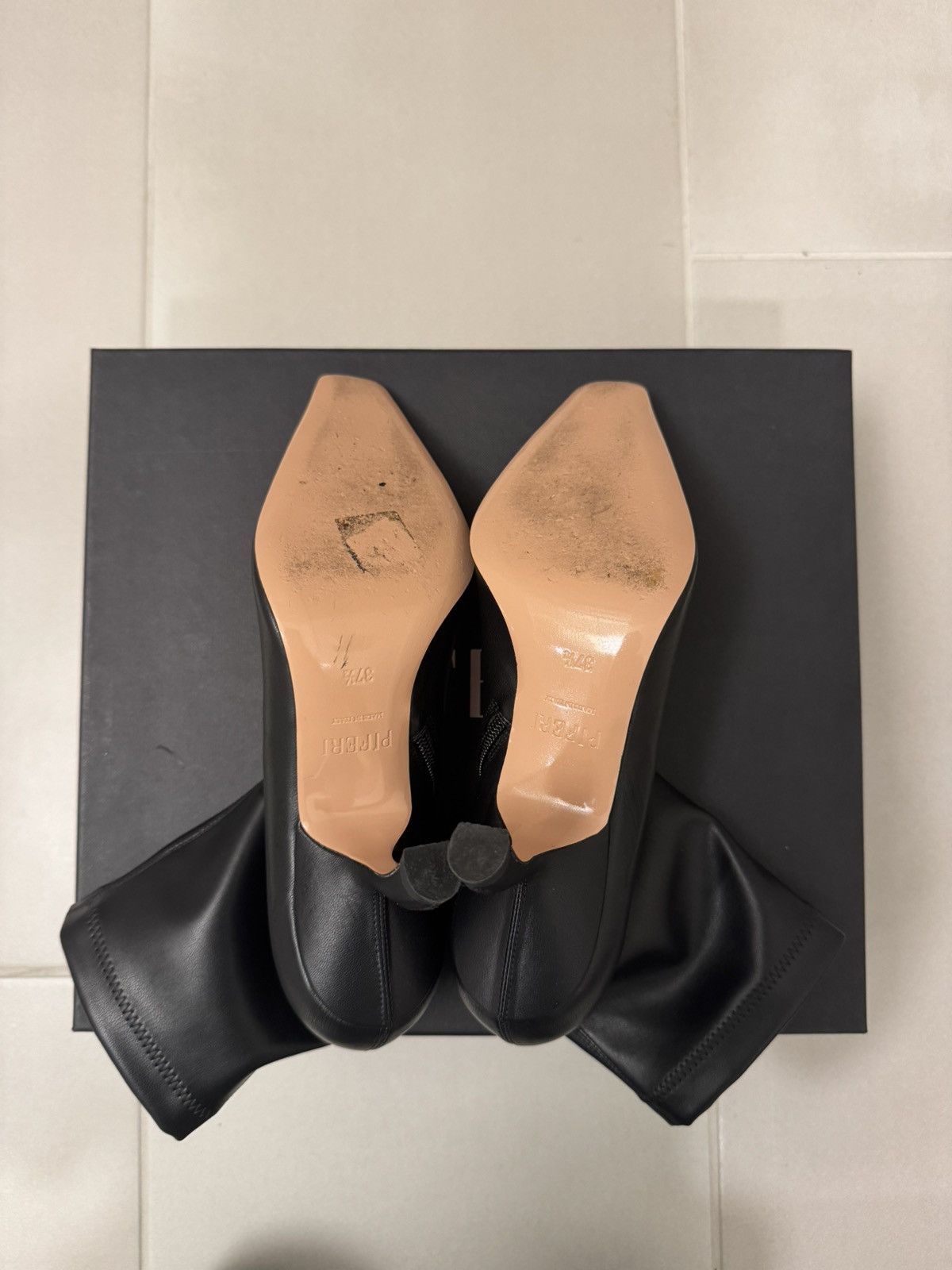 Other Last Chance|Black Leather Square Toe Stiletto Boots Size 7.5 Size US 7.5 / IT 37.5 - 5 Thumbnail
