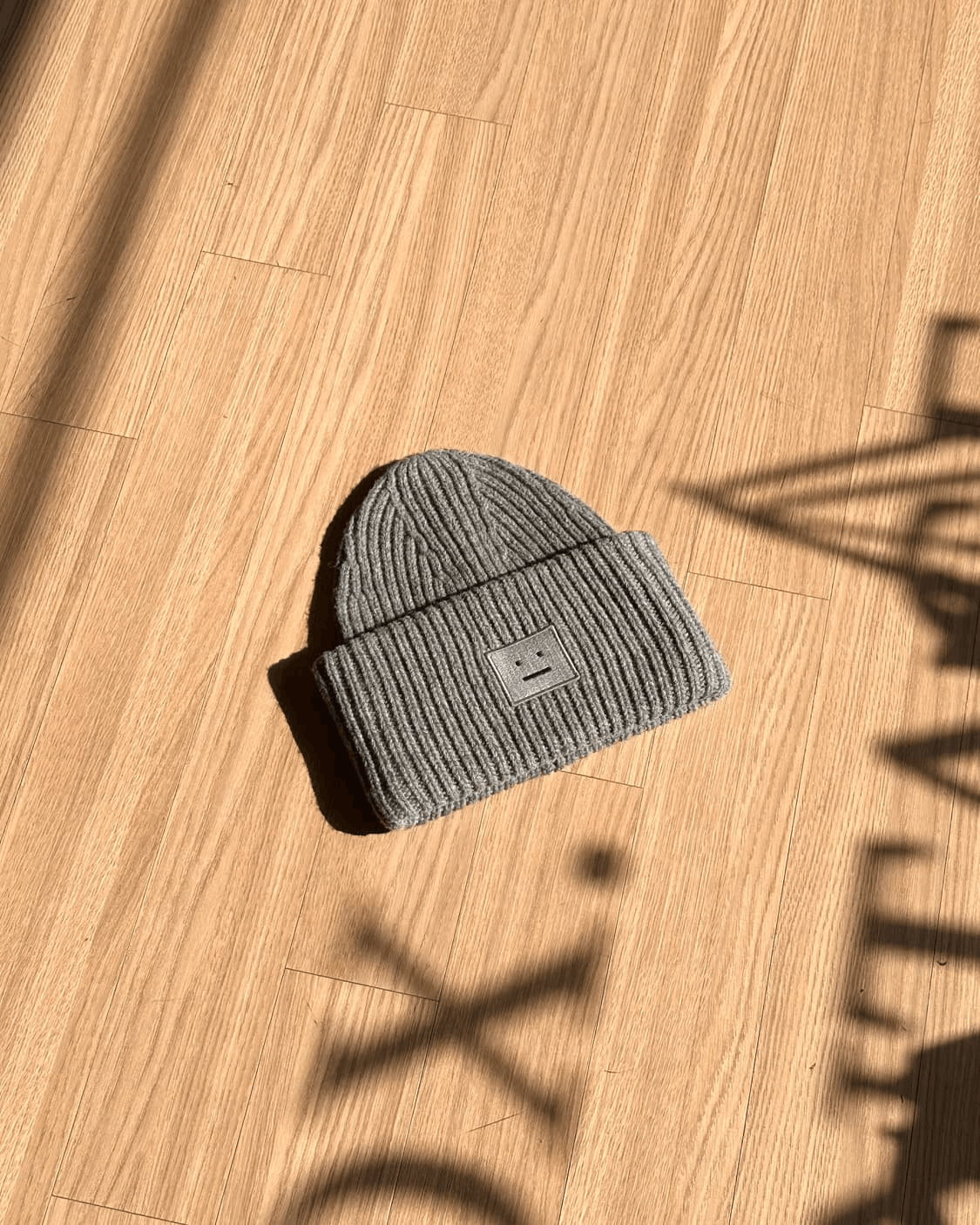 Acne Studios Acne Studios New Grey Melange Large Face Logo Beanie Size ONE SIZE - 2 Thumbnail