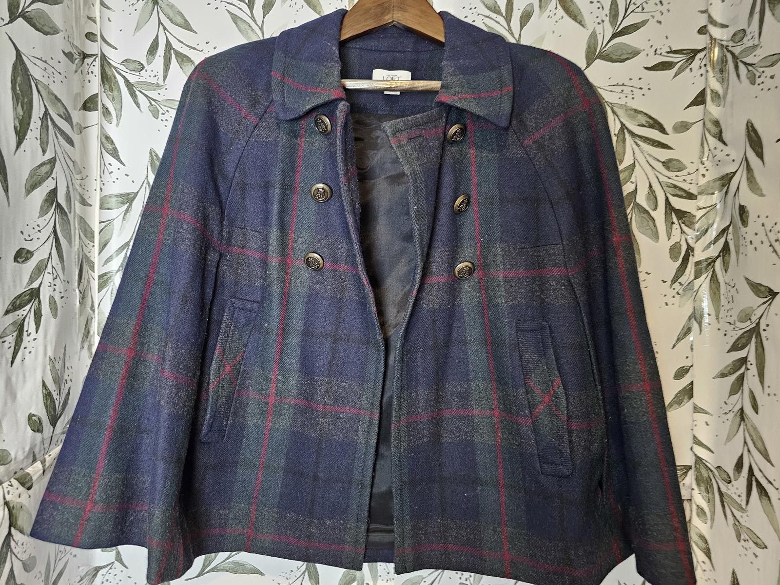 Other Ann Taylor Loft Cape Jacket Plaid Green Womens Size XS/S Size S / US 4 / IT 40 - 6 Thumbnail