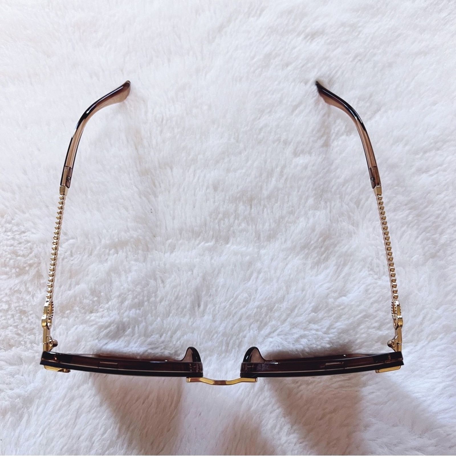 Other Gia Clear Brown Elegant Chain Link Oversized Sunglasses Size ONE SIZE - 5 Thumbnail