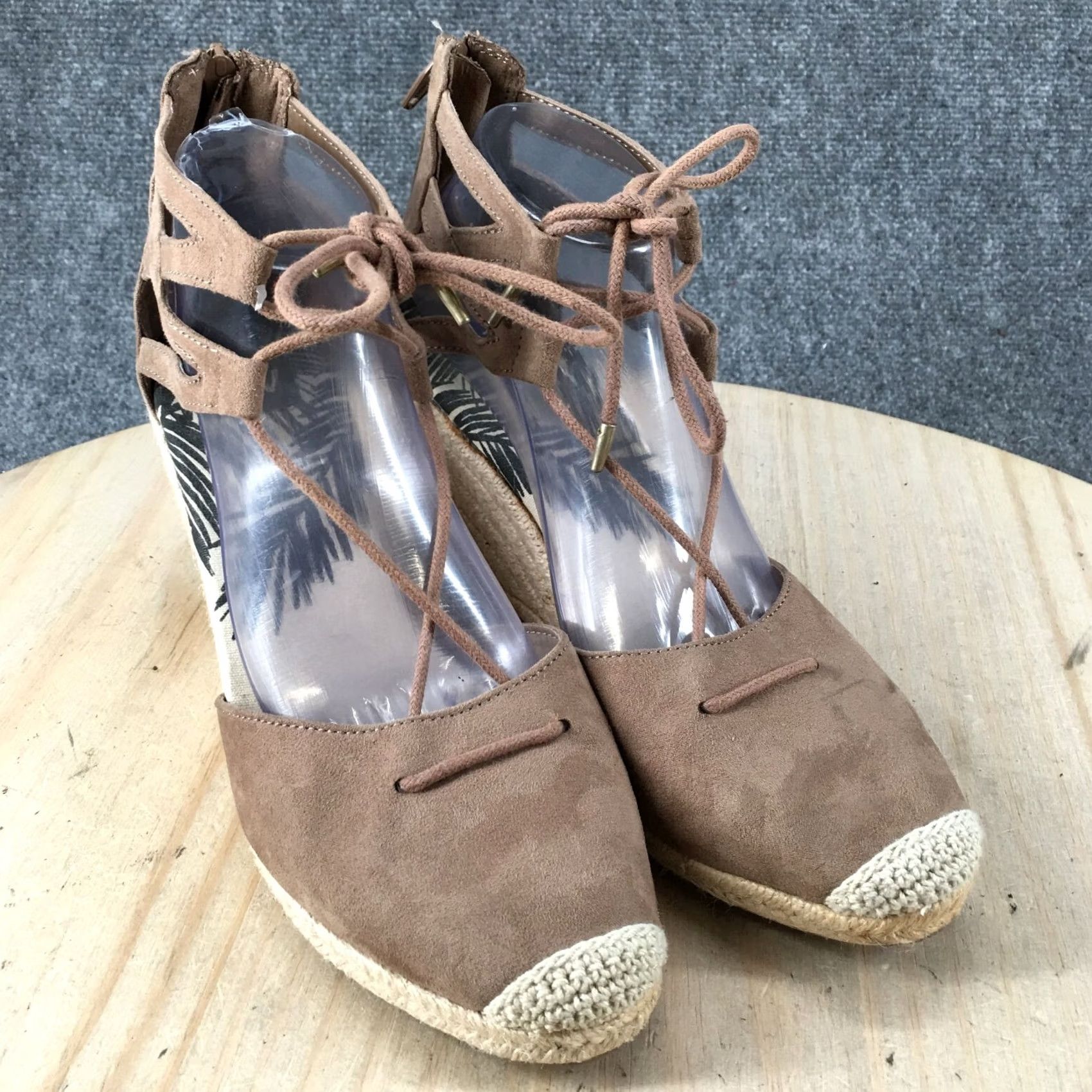 Dolce Vita DV Dolce Vita Sandals Womens 10 D Orsay Espadrille Beige Fabric Back Zip Lace Up Size US 10 / IT 40 - 3 Thumbnail