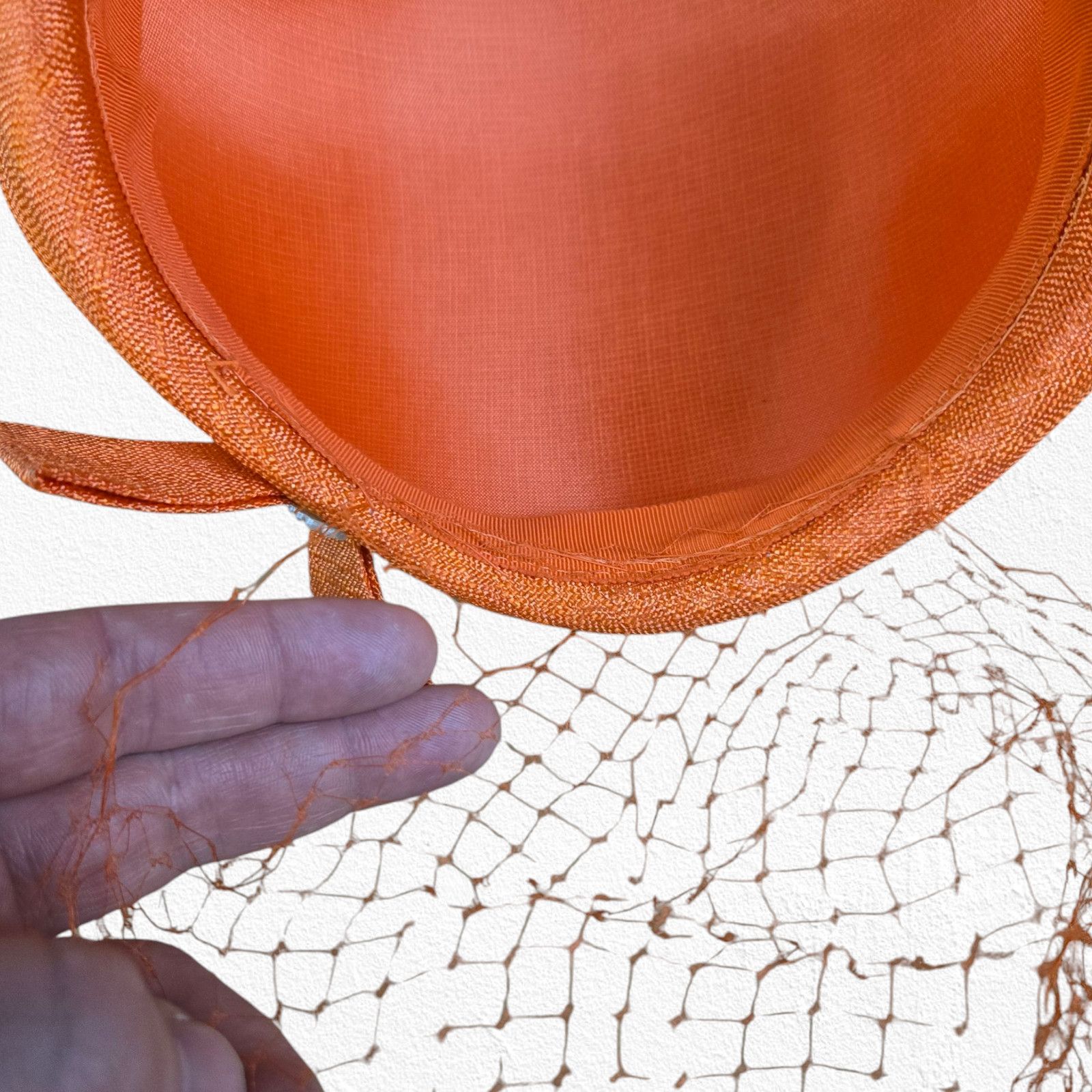 Vintage 1920s Orange Cloche Hat Art Deco Style Size ONE SIZE - 8 Thumbnail