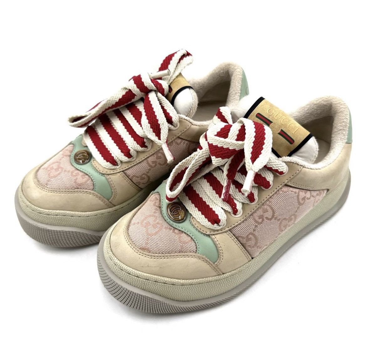 Gucci Gucci Beige Pink Platform Chunky Dirty Sneakers K12 Size US 4.5 / IT 34.5 - 1 Thumbnail