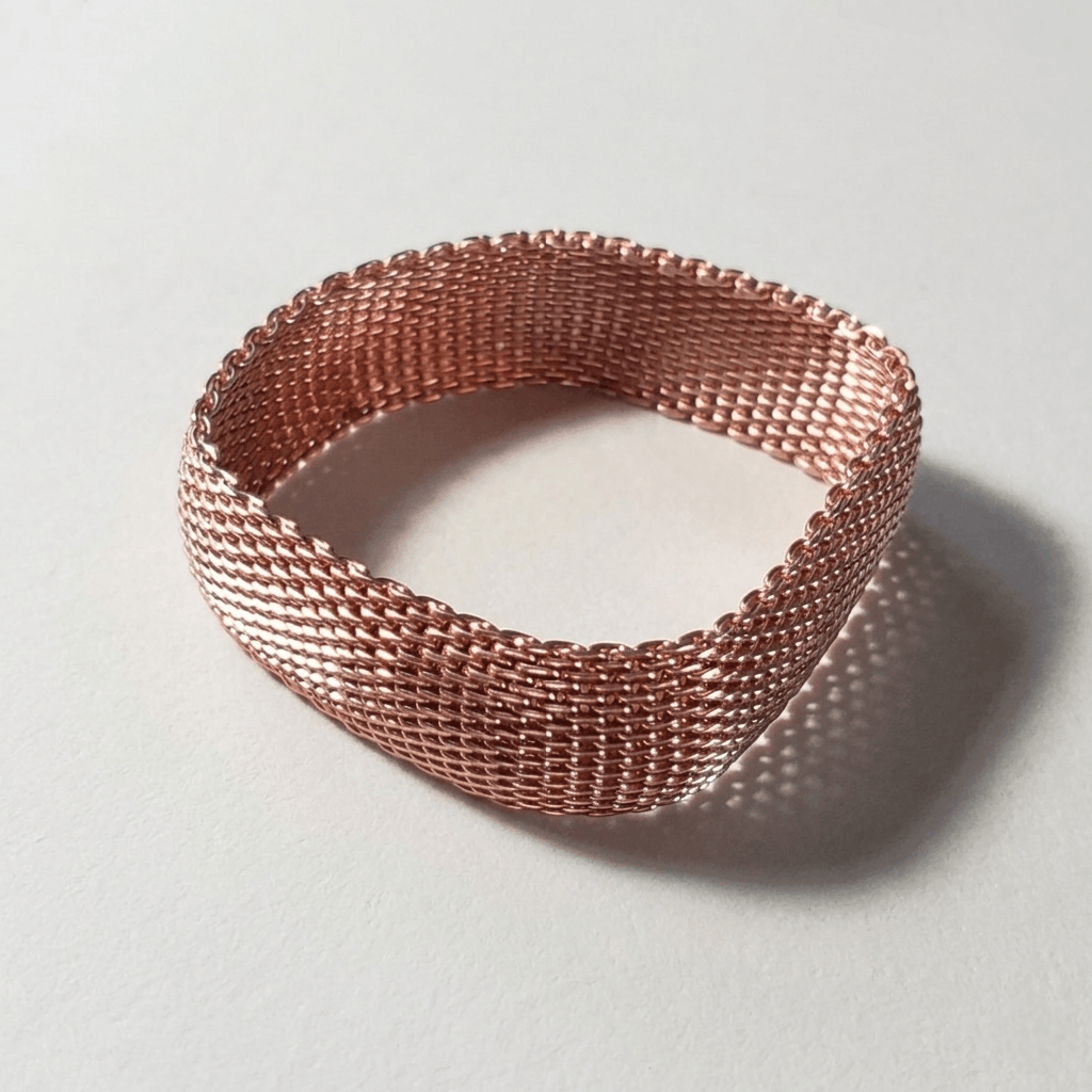 Other Mesh Bracelet 7.5" Reticulated Copper Rose Gold Flexible Size ONE SIZE - 3 Thumbnail