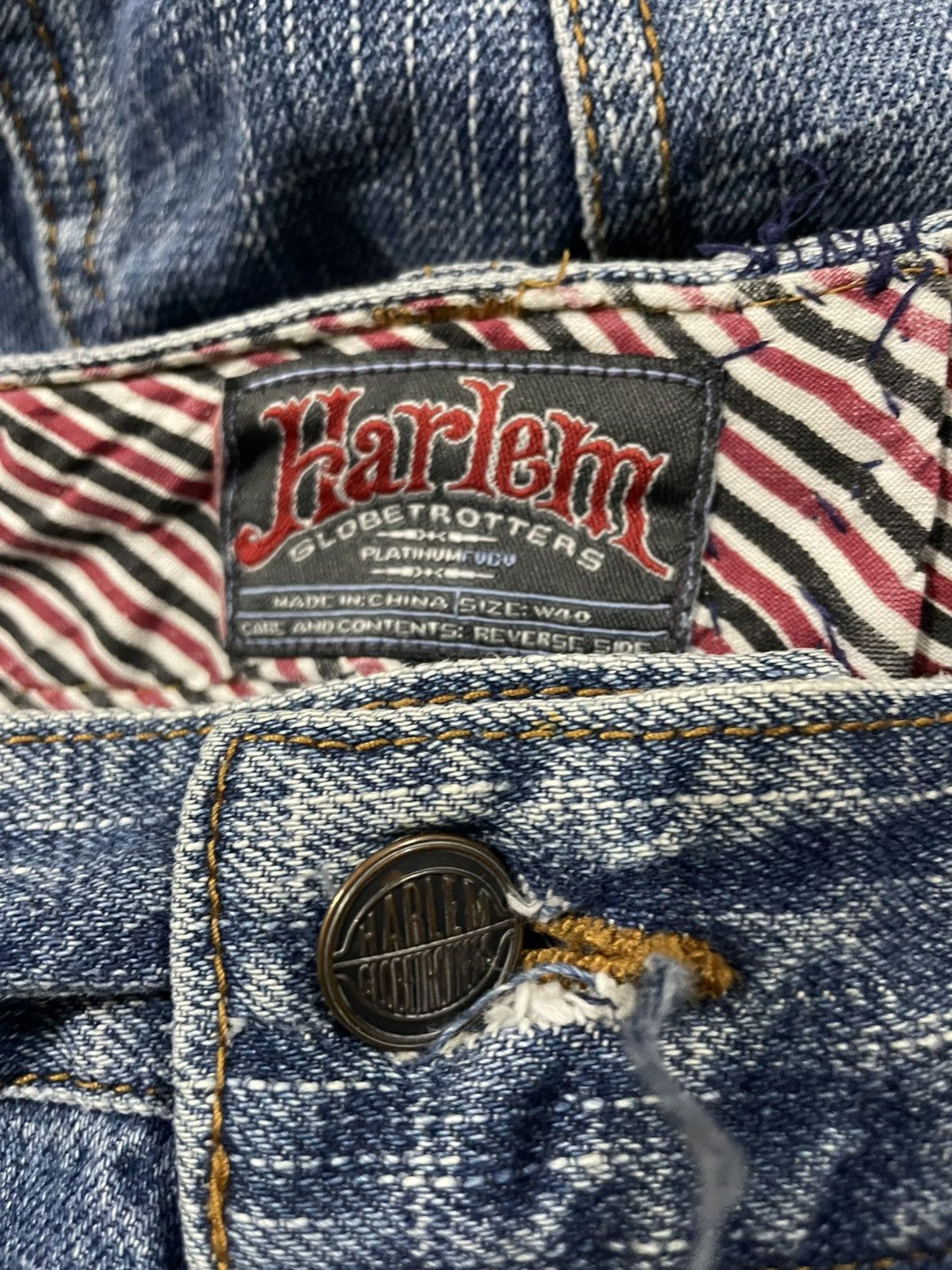 Fubu × Harlem Globetrotters × JNCO Y2K FUBU PLATINUM Harlem Globetrotters Patches Baggy Jeans Size US 34 / EU 50 - 12 Thumbnail
