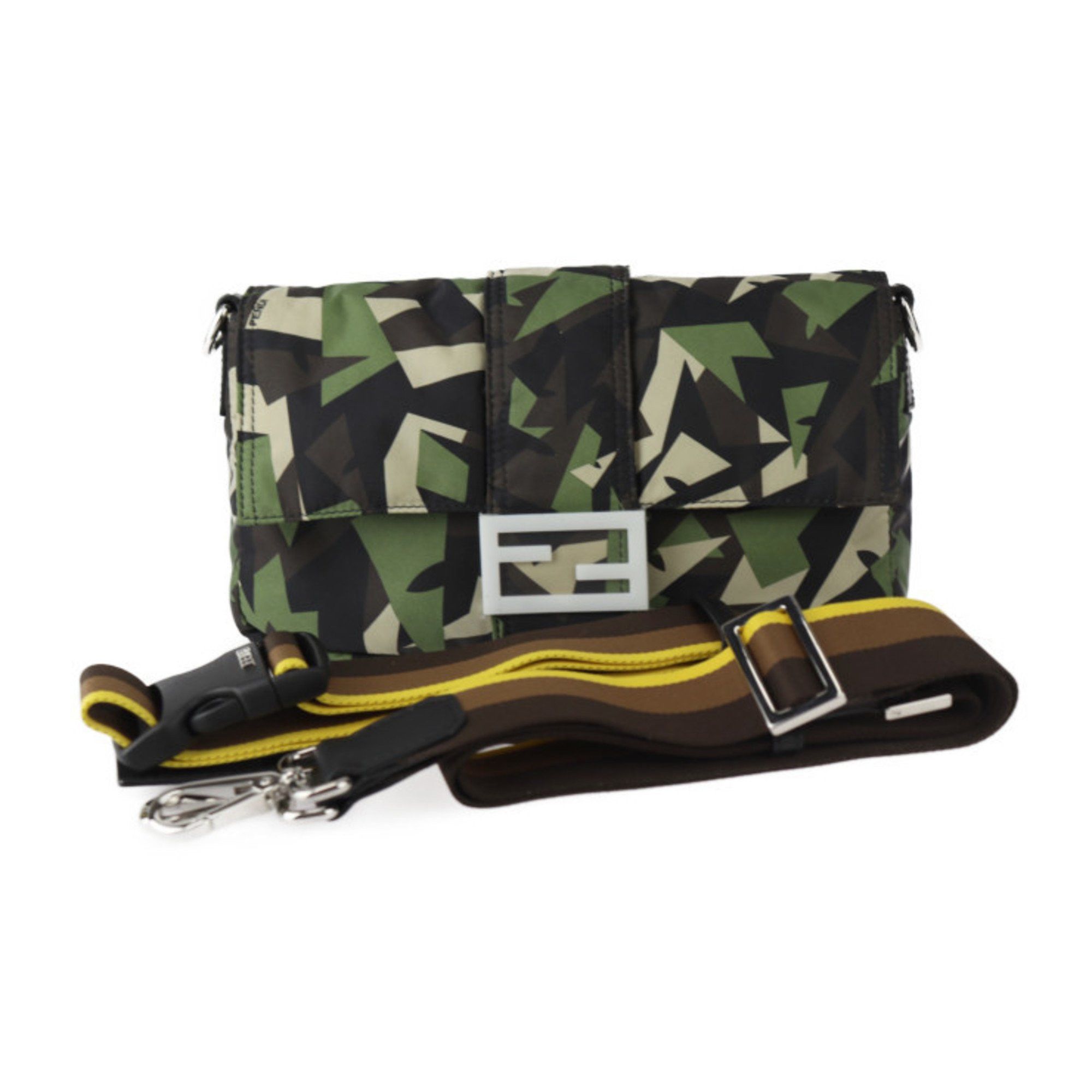 Fendi FENDI Mamma Bucket Camouflage Shoulder Bag 7V72 Nylon Leather Green Beige Black Waist Clutch 3WAY Military Pattern 2406063007036R1 Size ONE SIZE - 1 Thumbnail