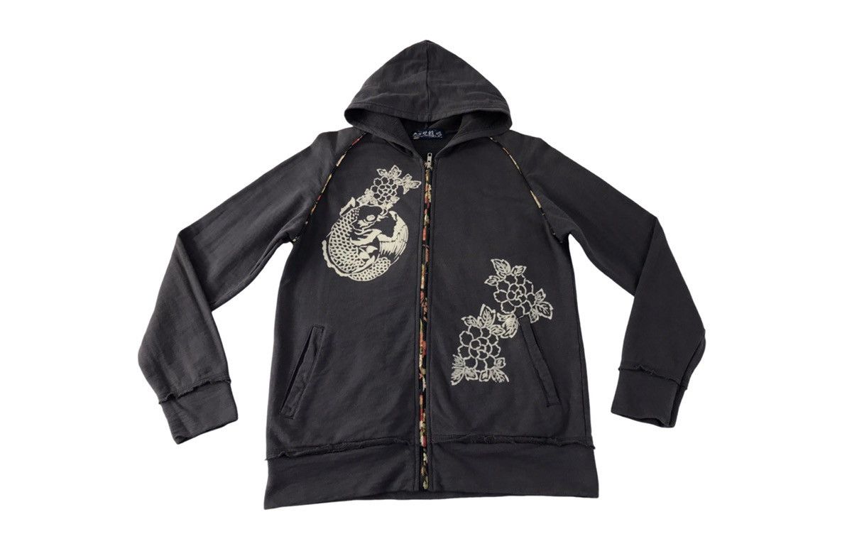 Japanese Brand Vintage Sweaters japanese Brand Print Fish Koi Zipper Style Size US M / EU 48-50 / 2 - 1 Thumbnail