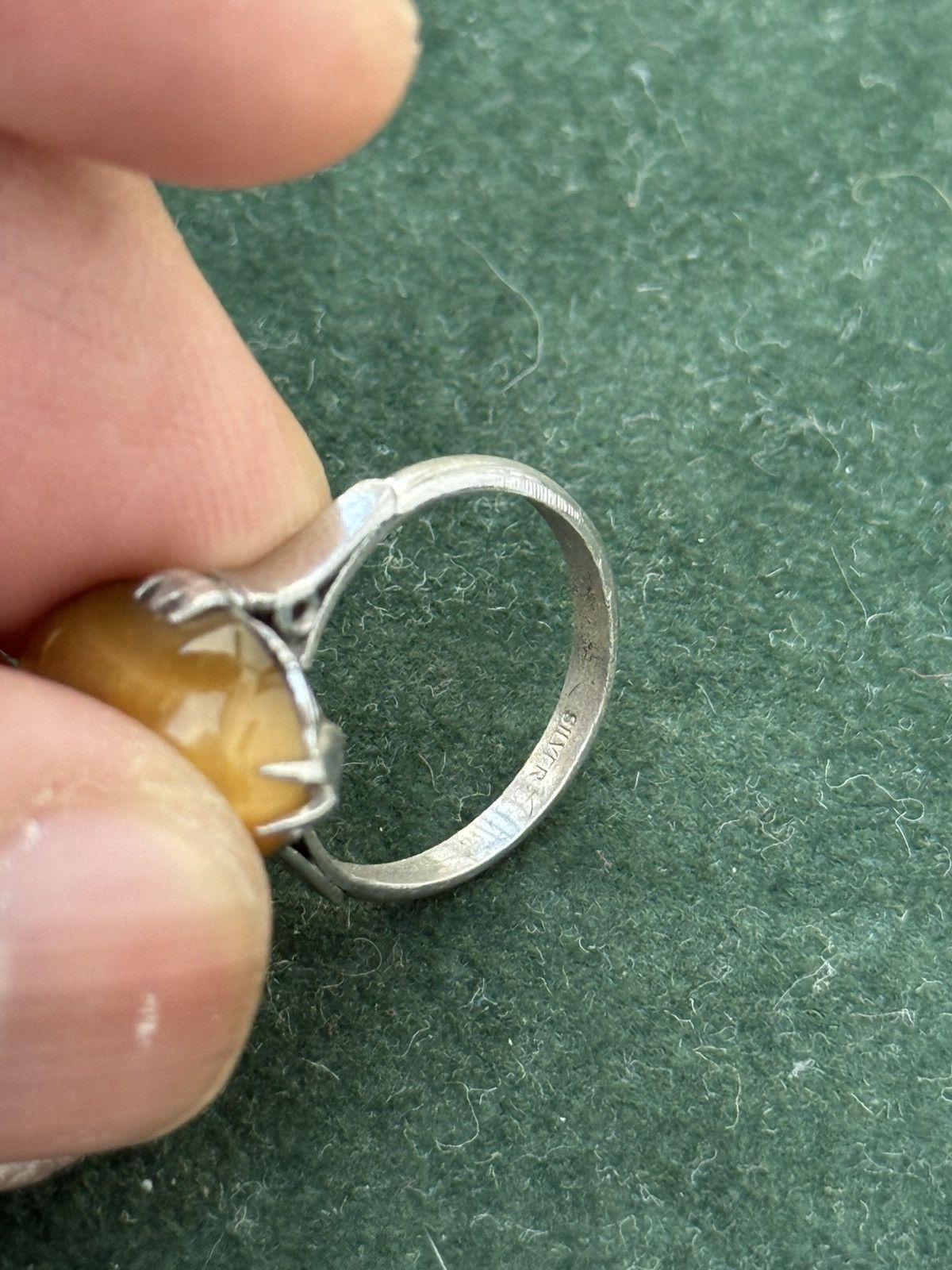 Vintage Vintage Sterling Silver Tiger's Eye Solitaire Ring Size ONE SIZE - 3 Thumbnail
