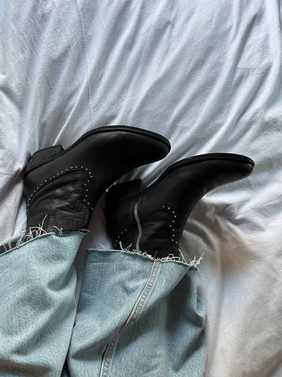Vintage Marc Cain vintage black leather studded ankle boots Size US 10 / IT 40 - 4 Thumbnail