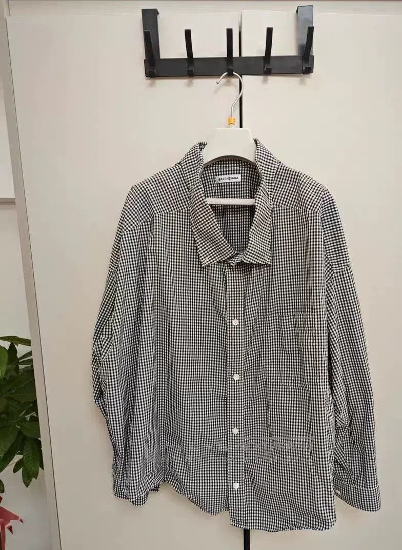 Balenciaga Balenciaga Long Sleeve Black and White Plaid Shirt with Ba Size XS / US 0-2 / IT 36-38 - 1 Thumbnail