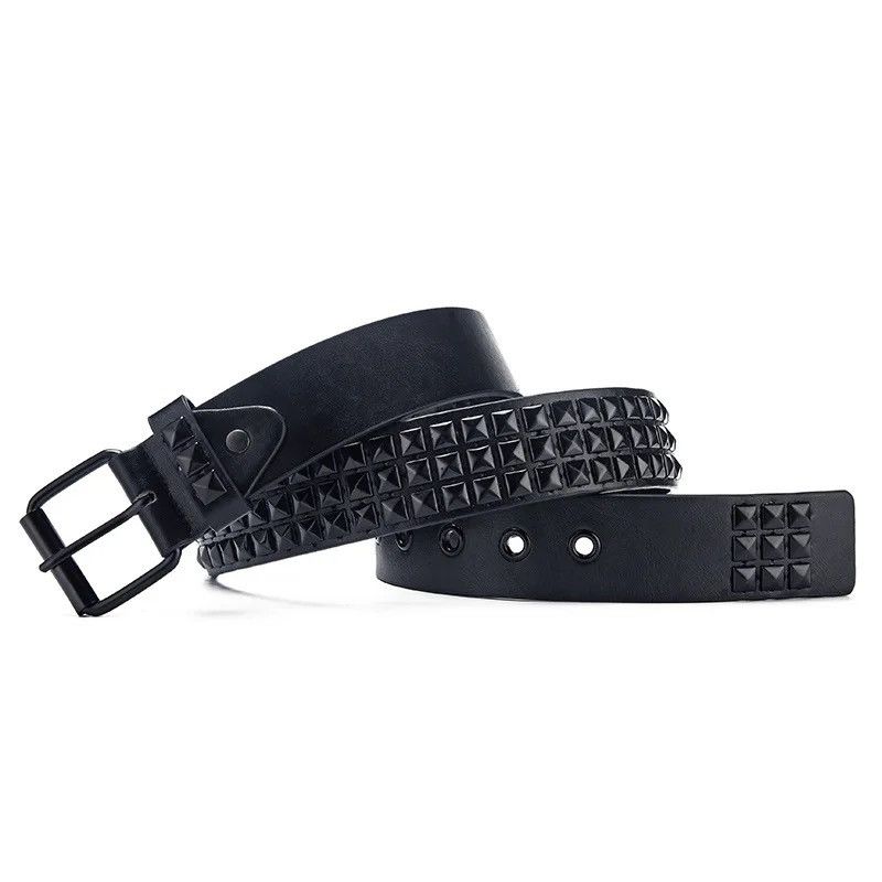 Leather All Black Leather Rivet Belt Size ONE SIZE - 5 Thumbnail
