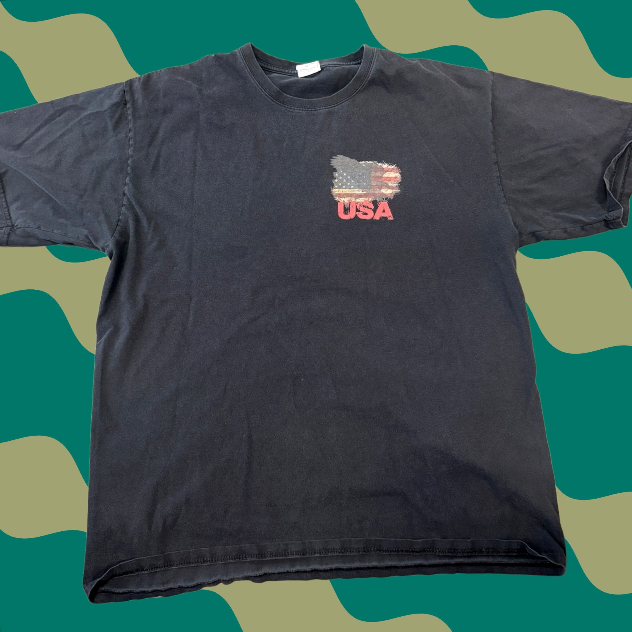 Vintage VINTAGE USA America Black Graphic Crazy Shirt Faded Short Sleeve Tee XL Mens Size US XL / EU 56 / 4 - 1 Thumbnail