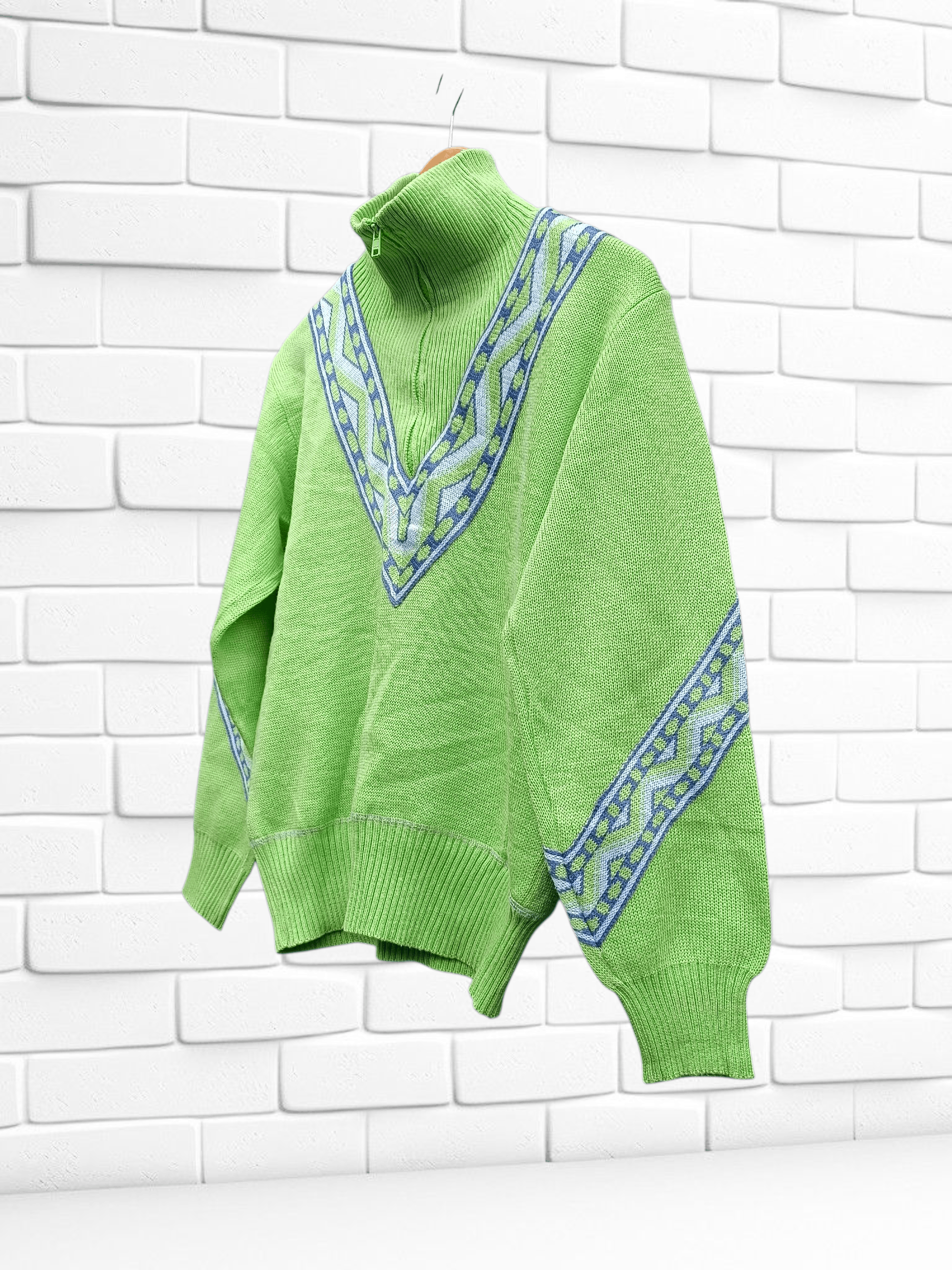 Asics 90s Vintage Asics Half Zip Knit Sweater Size US M / EU 48-50 / 2 - 3 Thumbnail