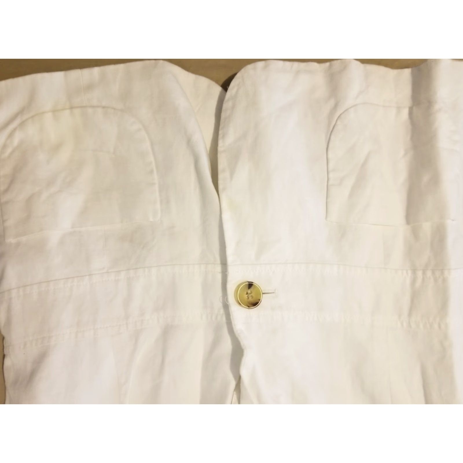 Banana Republic Womens Banana Republic Blazer Shirt Jacket Linen White 10 Regular Long Sleeve Buttoned Lined Polyester One Unit Womens Mens Girls Size L / US 10 / IT 46 - 3 Thumbnail