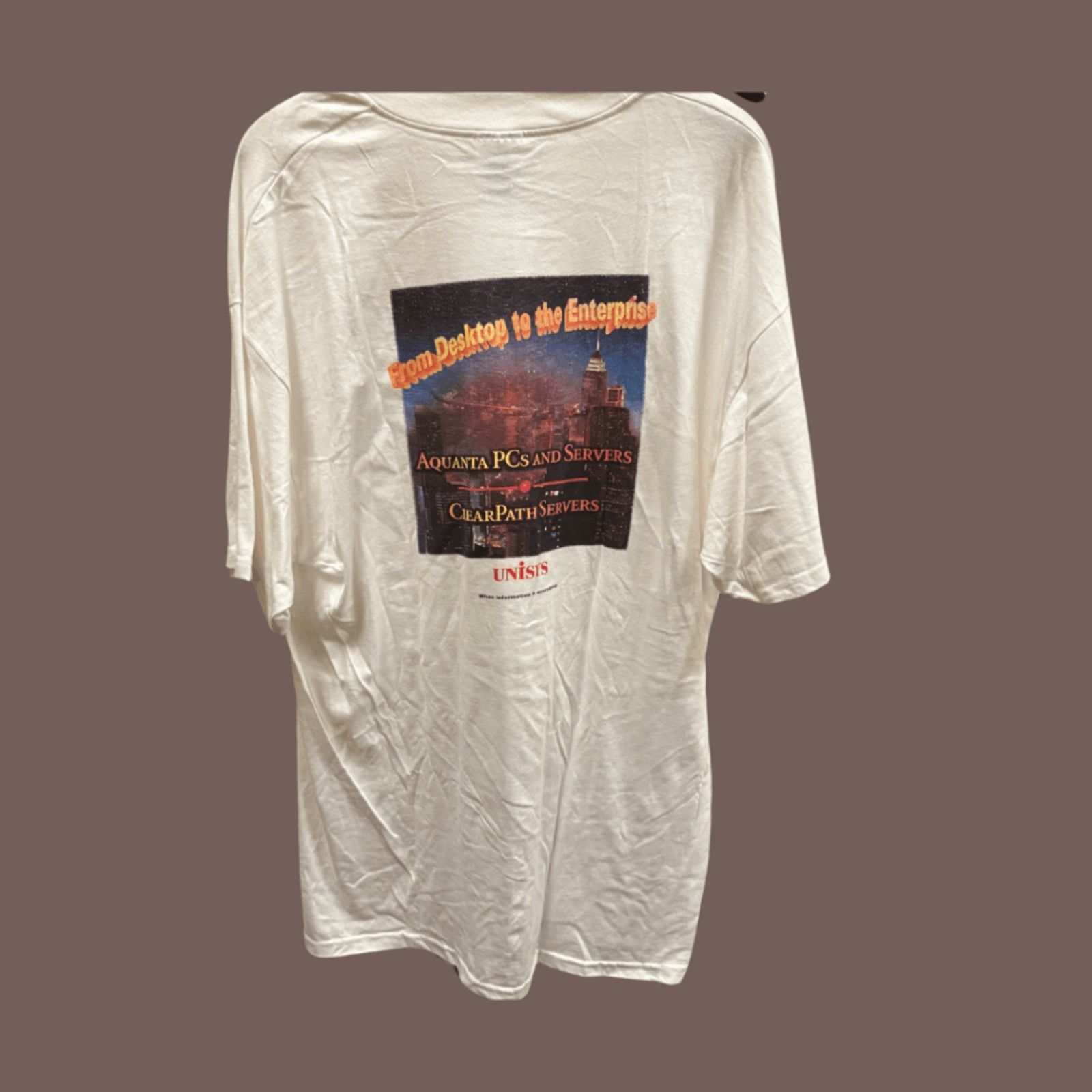 Hanes × Vintage VTG Tech Promo Tee | Hanes Unisys White | 90s ITcore Size US XL / EU 56 / 4 - 1 Thumbnail