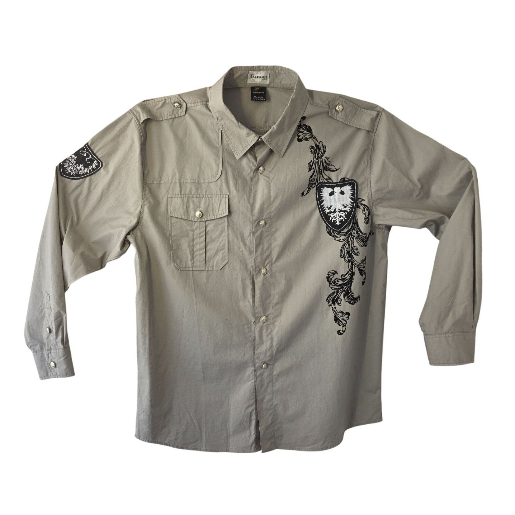Other Russo Spirit Shirt Men 3XL Gothic Crest Wing Graphic Btn Up Size US XXL / EU 58 / 5 - 2 Thumbnail