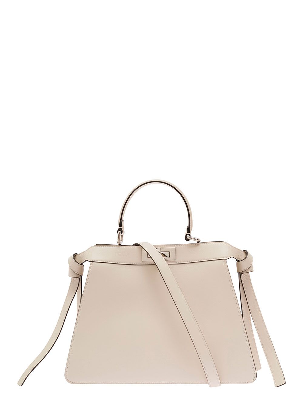 Fendi 'Peekaboo ISeeU Medium' White Handbag with Knotted Side Laces and Twist Lock in Smooth Leather Woman Size ONE SIZE - 1 Thumbnail