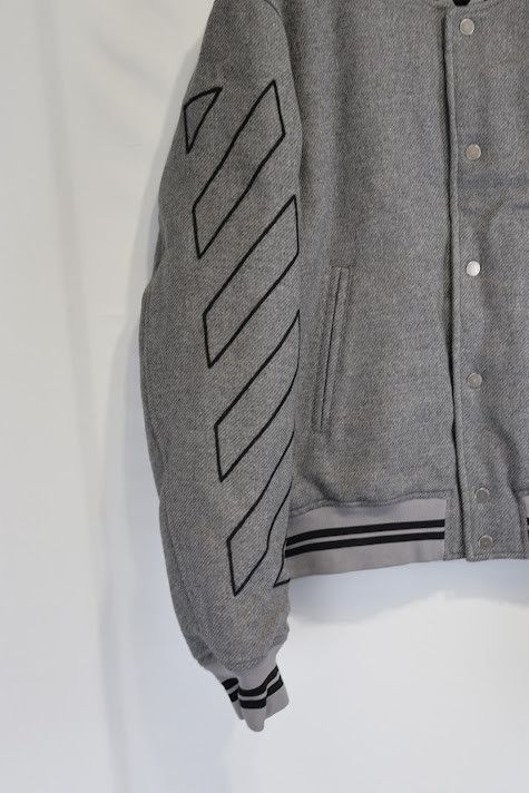 Off-White o1rshd1 Charcoal Logo Print Bomber Jacket in Grey Size US S / EU 44-46 / 1 - 3 Thumbnail